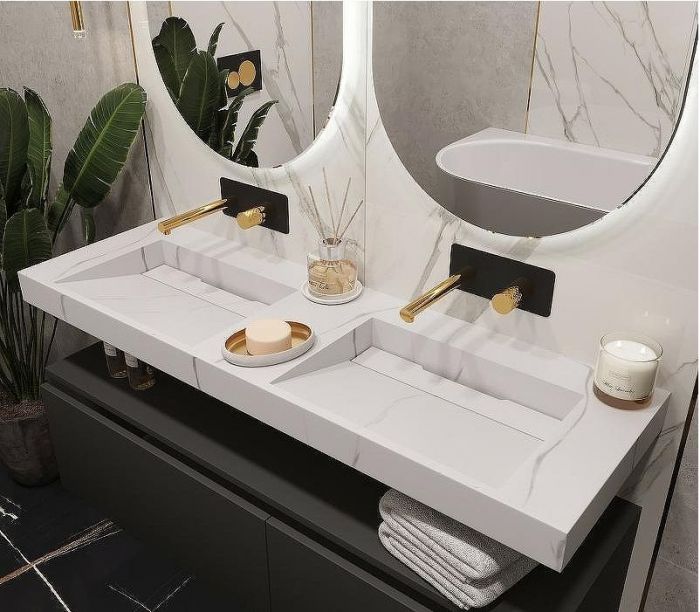 Раковина Boheme Armadi Art Flat 140 859-140-CLCT двойная Белый мрамор