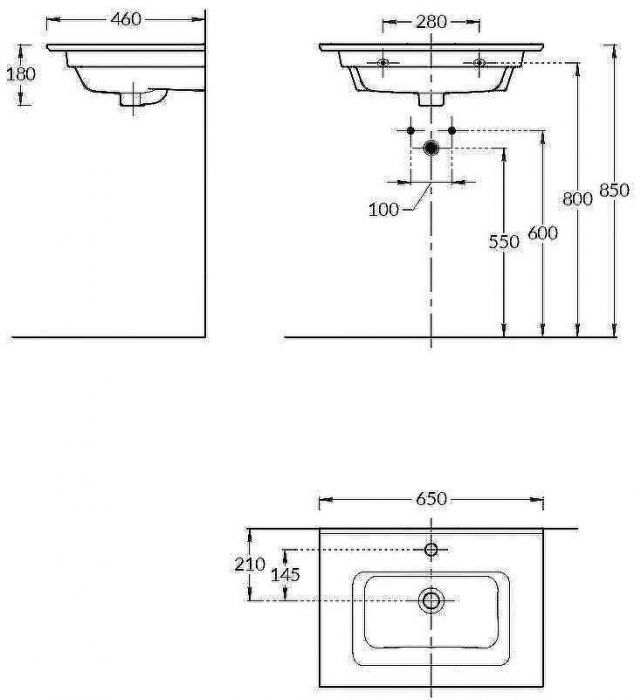 Раковина Kerama Marazzi Piano 65 PI.wb.65 Белая глянцевая