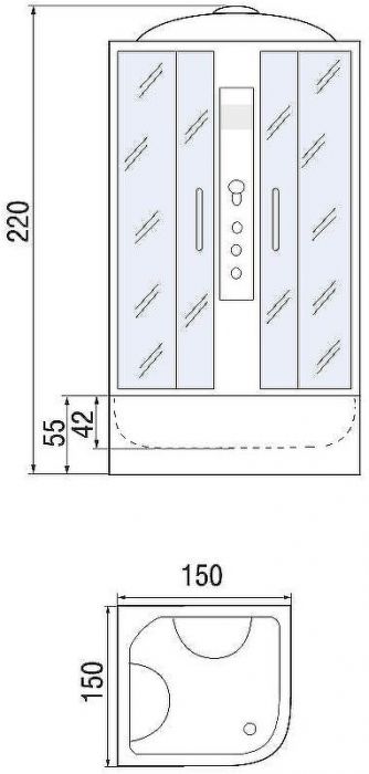 Душевой бокс River Temza 150x150 ТН 10000000742 с поддоном