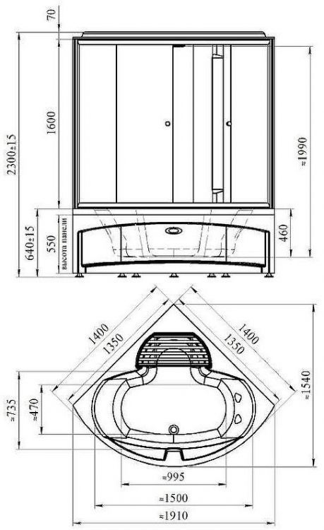 Душевой бокс Radomir Даниэла К2 140x140 1-04-6-0-5-0750 с баней с гидромассажем