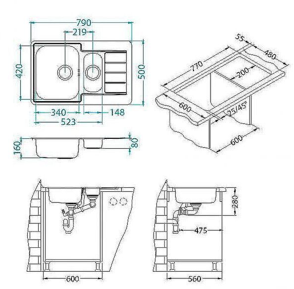 Кухонная мойка Alveus Line 70 NAT-90 790x500 1065684 Натуральная сталь Кухонная мойка Alveus Line 70 NAT-90 790x500 1065684 Натуральная сталь