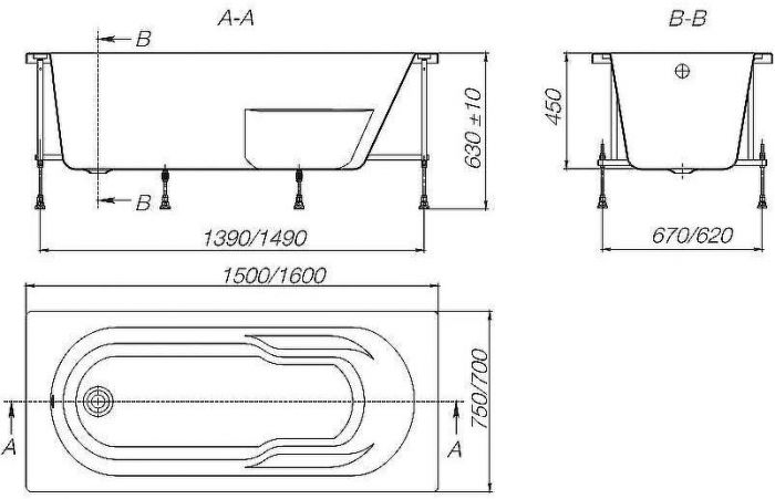 Акриловая ванна Roca Genova 150x75 ZRU9302894 без гидромассажа