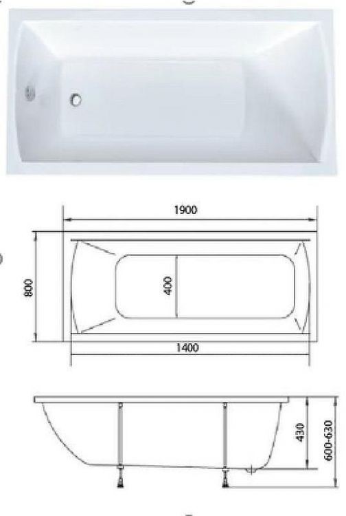 Акриловая ванна Marka One Modern 190х80 01мод1980 без гидромассажа