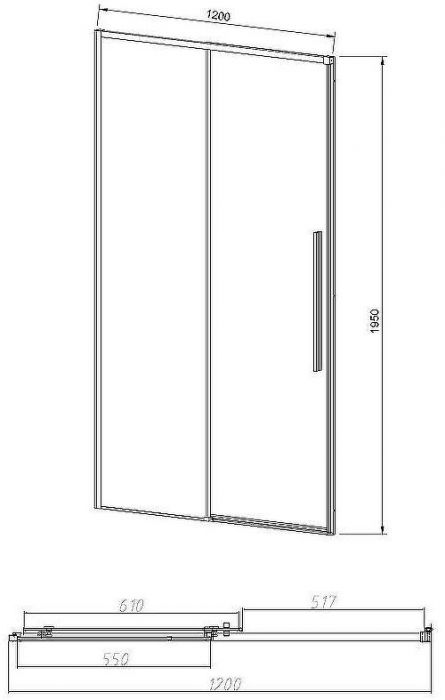 Душевая дверь Vincea Slim-N 120 VDS-4SN120CLG профиль Брашированное золото стекло прозрачное