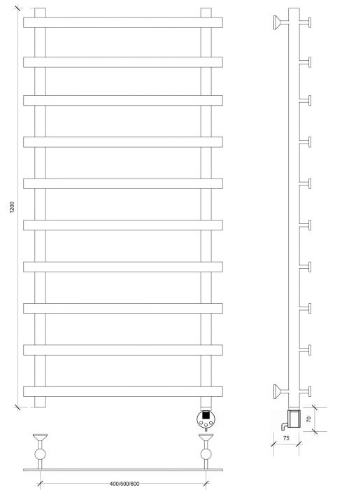 Полотенцесушитель электрический Secado Понтида 1 120x50x60 графит