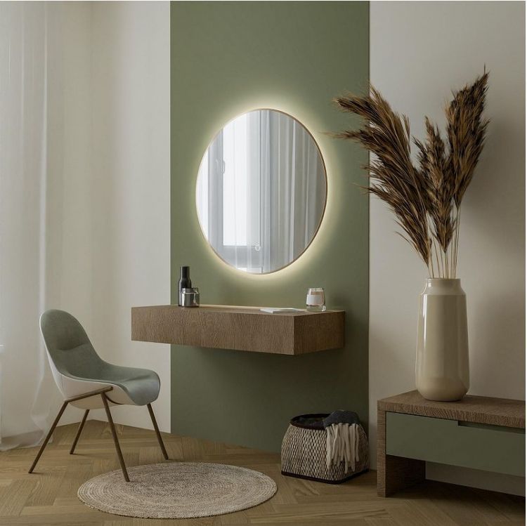 Зеркало Fixsen FX-1080G 80 с подсветкой цвет Золото-сатин с сенсорным выключателем и диммером Зеркало Fixsen FX-1080G 80 с подсветкой цвет Золото-сатин с сенсорным выключателем и диммером