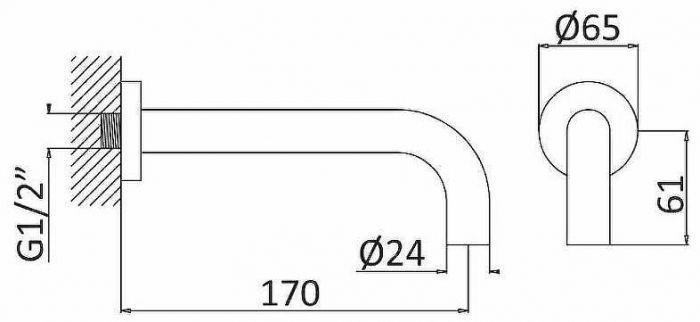 Излив для смесителя Cezares Leaf LEAF-SC-NOP Черный матовый