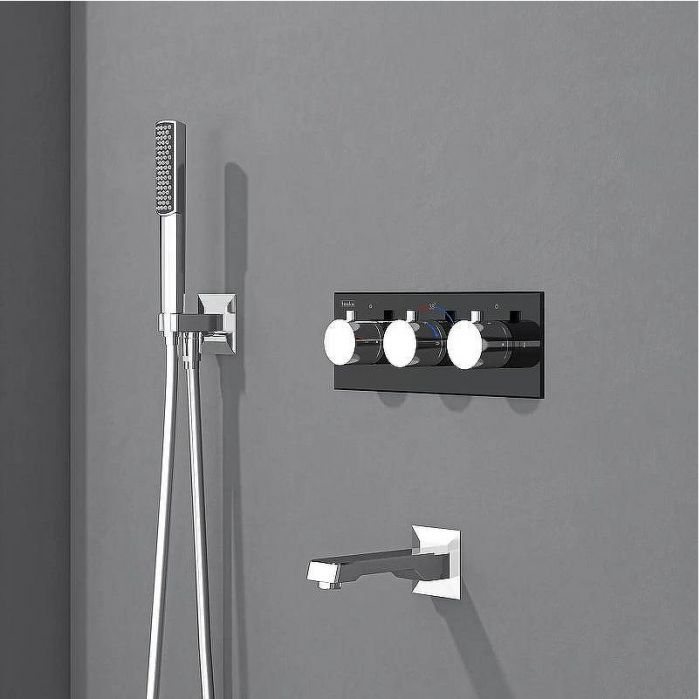 Душевая система Teska Lande T4020S с термостатом Хром Черное стекло