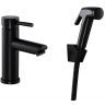 Смеситель для раковины Fashun A58101A-7 с гигиеническим душем цвет Черный Смеситель для раковины Fashun A58101A-7 с гигиеническим душем цвет Черный