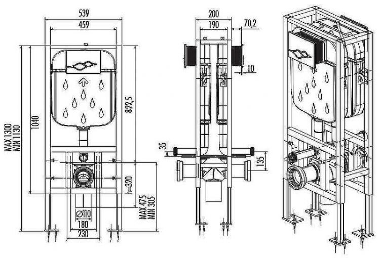 Инсталляция Creavit GR5005.00 для унитаза без клавиши смыва Инсталляция Creavit GR5005.00 для унитаза без клавиши смыва