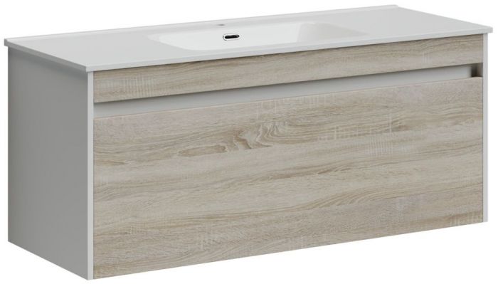 Тумба подвесная SANCOS под раковину Smart, дуб бардолино/белый 1190х450х500, SM120-1E