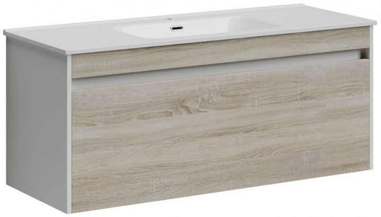 Тумба подвесная SANCOS под раковину Smart, дуб бардолино/белый 1190х450х500, SM120-1E