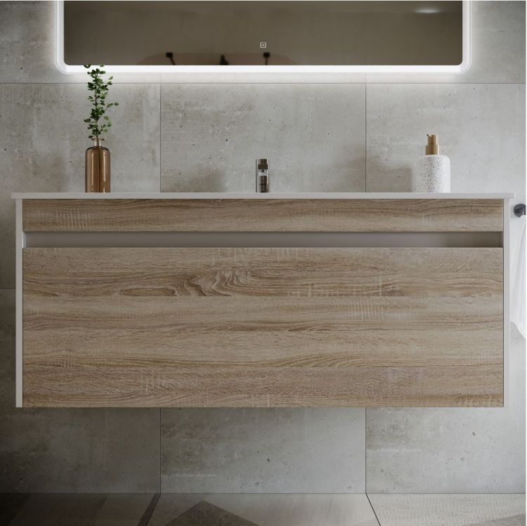 Тумба подвесная SANCOS под раковину Smart, дуб бардолино/белый 1190х450х500, SM120-1E