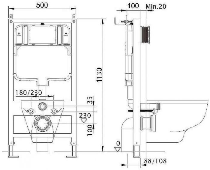 Комплект унитаза с инсталляцией Aquatek Set Aquatek Вега cmp-016 с сиденьем Микролифт и клавишей смыва Хром