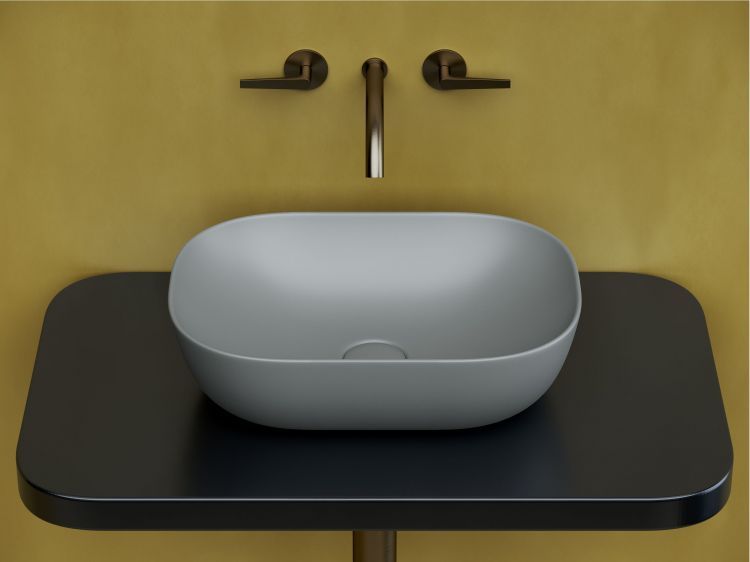 Умывальник чаша SANCOS Element накладная прямоугольная (цвет Антрацит Матовый) 455x325x135мм, CN6009MH