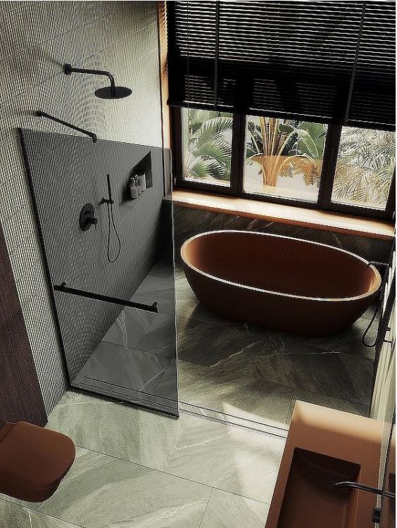 Душевая перегородка Maybah Glass MGD-735-6у 890x1950 в узком профиле Черный стекло графитовое