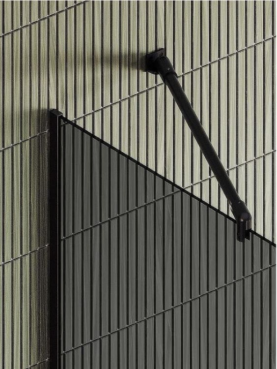 Душевая перегородка Maybah Glass MGD-735-6у 890x1950 в узком профиле Черный стекло графитовое