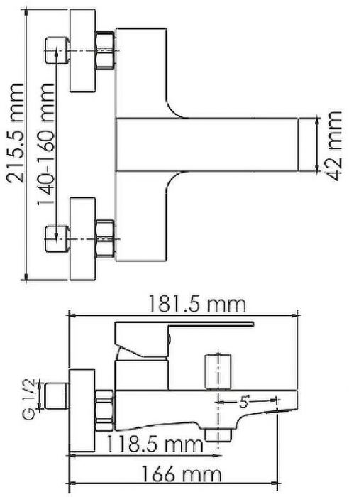 Смеситель для ванны WasserKRAFT Abens 2001 Чёрный матовый