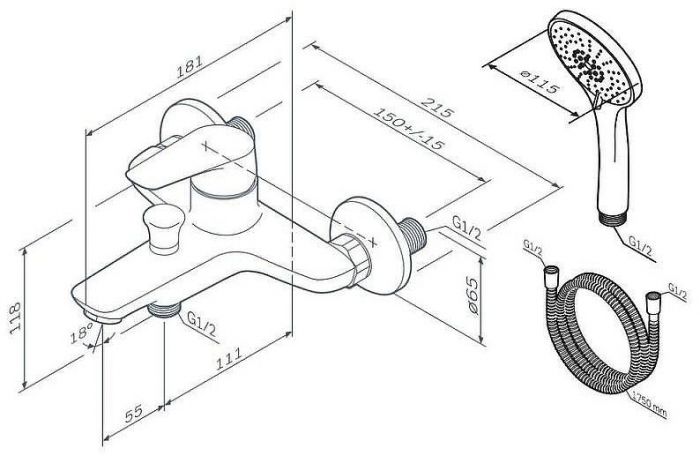 Смеситель для ванны AM.PM Joy F85E15000 Хром
