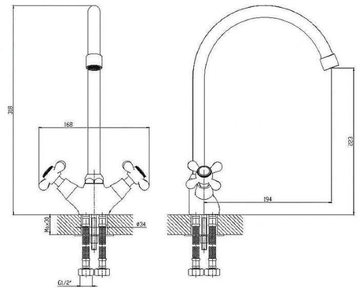 Смеситель для кухни ESKO Vienna VN 06-2 Хром