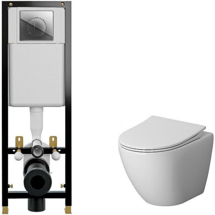 Комплект унитаза Niagara Vista NG-9301 с инсталляцией Cersanit Black 35 S-IN-BLACK-Cg-w с сиденьем Микролифт и клавишей смыва Хром