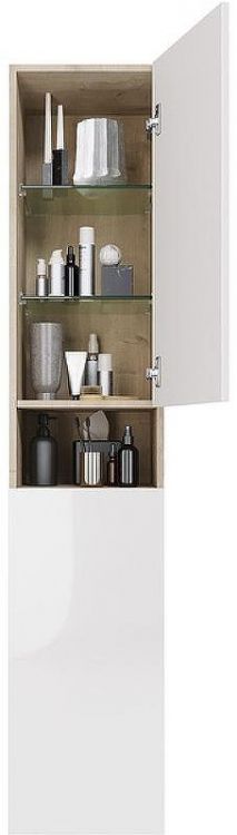 Шкаф пенал Dreja Perfecto 35 99.0814 подвесной Дуб эврика Белый