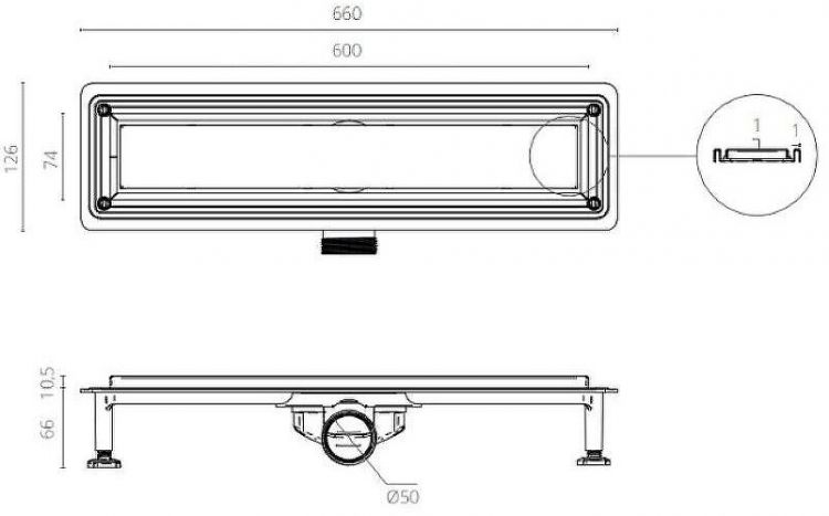 Душевой лоток Ctesi Way Line 60 BK4024030 с решеткой Хром / под плитку Душевой лоток Ctesi Way Line 60 BK4024030 с решеткой Хром / под плитку
