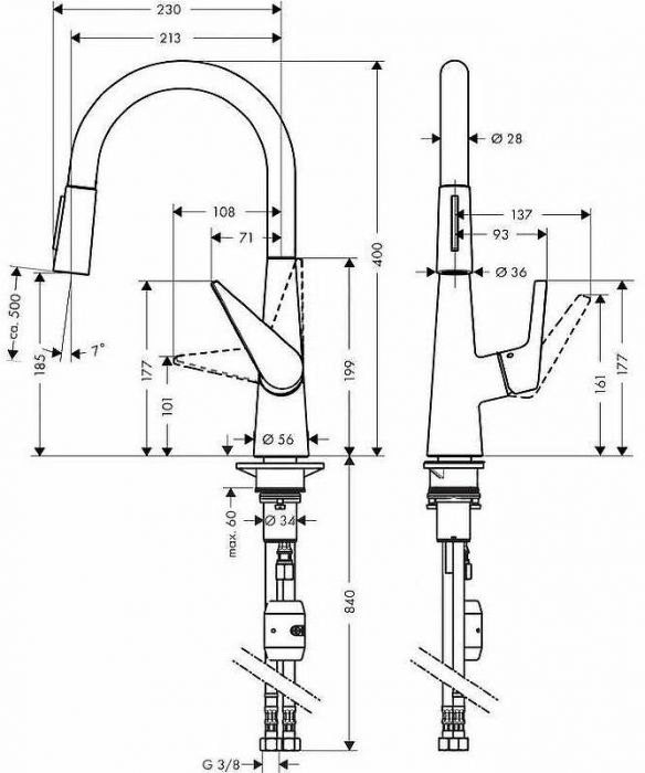 Смеситель для кухни Hansgrohe Talis S 72813000 Хром