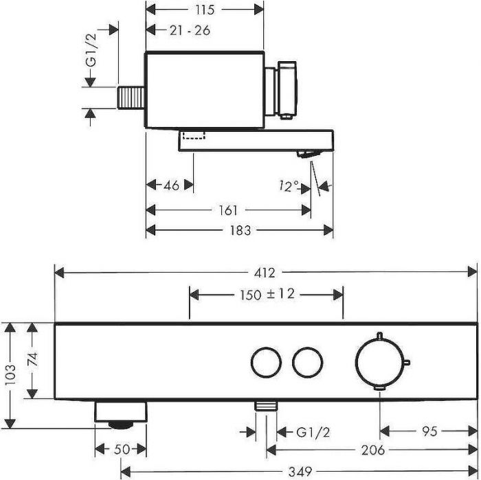 Смеситель для ванны Hansgrohe ShowerTabletSelect 400 24340700 с термостатом Белый матовый