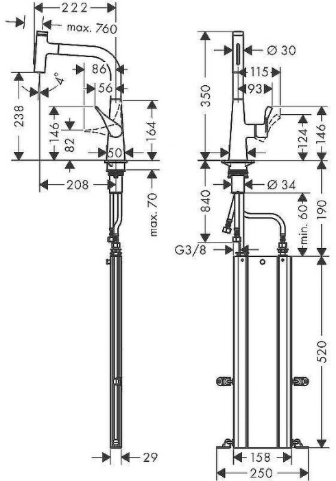 Смеситель для кухни Hansgrohe Metris Select M71 73817000 Хром