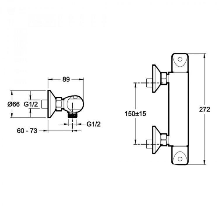 Смеситель термостатический для душа Jacob Delafon Robust E75771-CP