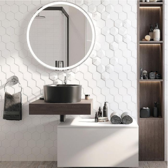 Комплект мебели для ванной STWORKI Ольборг 80 482613 подвесная Белая матовая Дуб карпентер