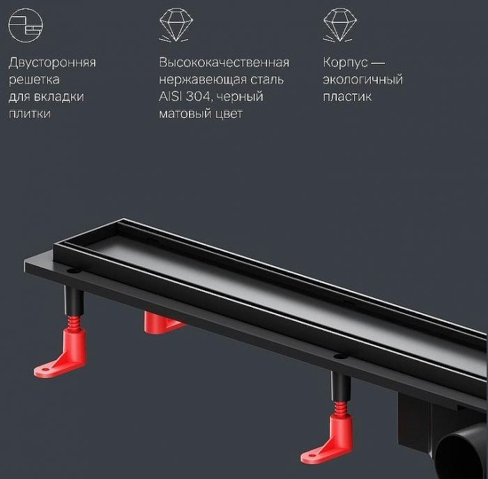 Душевой лоток AM.PM PrimeFlow 90 W02SC-U11-090-04BM с Черной матовой решеткой / под плитку Tile