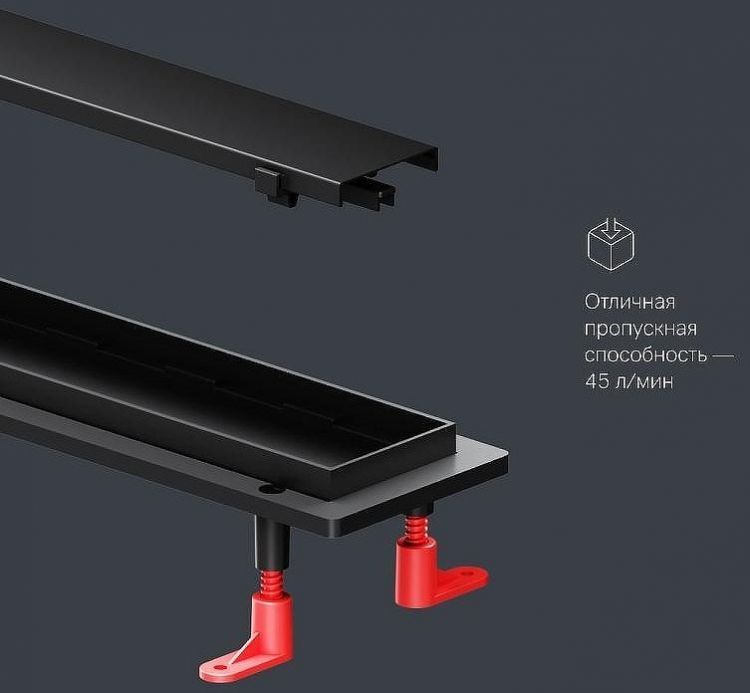 Душевой лоток AM.PM PrimeFlow 90 W02SC-U11-090-04BM с Черной матовой решеткой / под плитку Tile