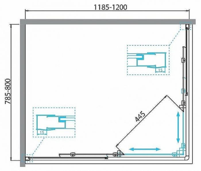 Душевой уголок BelBagno Due 120x80 DUE-AH-2-120/80-C-Cr профиль Хром стекло прозрачное