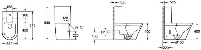 Унитаз компакт Lavinia Boho Biore 3304001R цвет Белый глянцевый с бачком и сиденьем Микролифт
