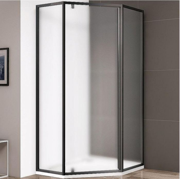Душевой уголок Cezares Eco 90x90 ECO-O-P-1-90-P-NERO профиль Черный матовый стекло рифленое