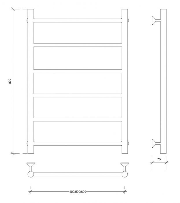 Полотенцесушитель водяной Secado Триада 1 80x40 черный матовый