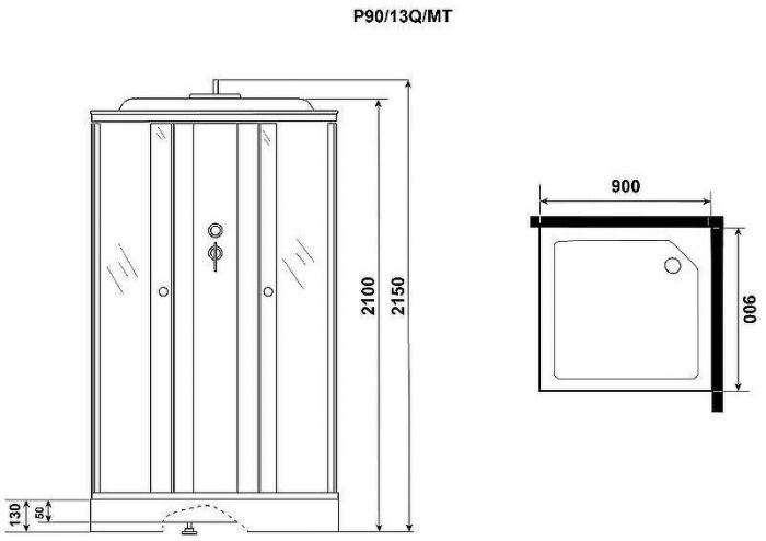 Душевая кабина Niagara Promo 90x90 P90/13Q/MT без гидромассажа