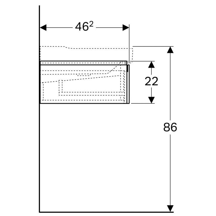 Тумба под раковину Geberit Xeno? 1174х220х462 мм, 2 маленьких ящика, серый дуб [500.517.43.1]