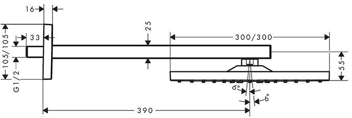 Hansgrohe Raindance Верхний душ, 30х30см, 1 jet, с настенным держателем, цвет: шлифованная бронза