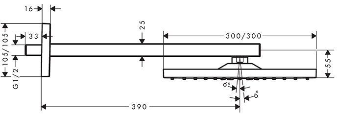 Hansgrohe Raindance Верхний душ, 30х30см, 1 jet, с настенным держателем, цвет: шлифованная бронза