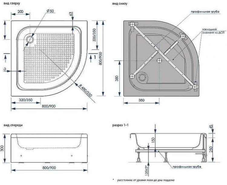 Акриловый поддон для душа Melodia della vita Round 80x80 MTYRD8080H Белый