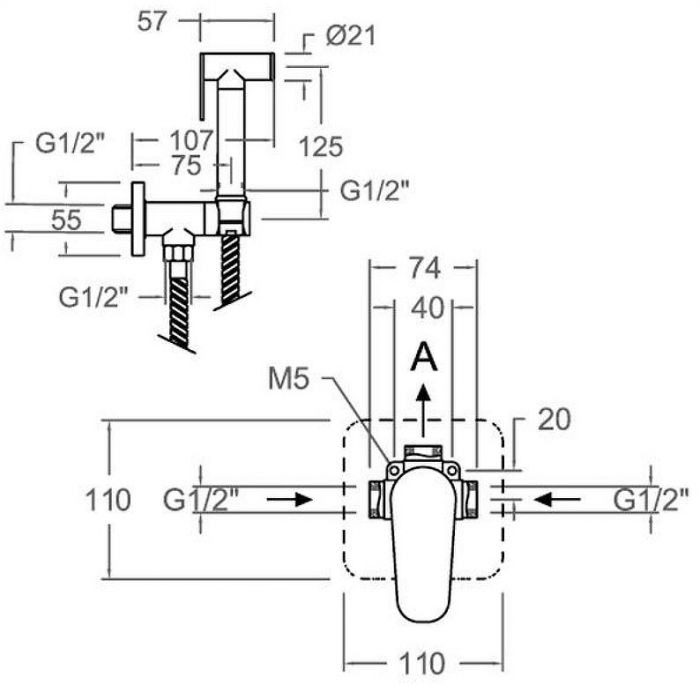 Гигиенический душ со смесителем Ramonsoler Alexia 364501WCOC Золото брашированное