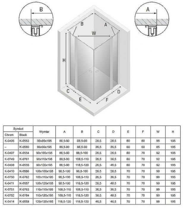 Душевой уголок New Trendy New Soleo Chrome 100х110 K-0750 профиль Хром стекло прозрачное