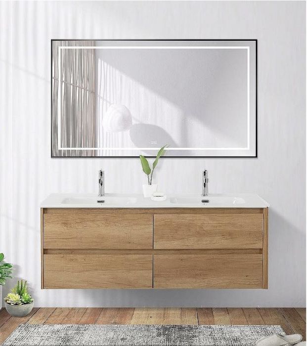 Зеркало BelBagno Kraft 140 SPC-KRAFT-1400-800-LED-TCH-WARM-NERO с подсветкой Черное с сенсорным выключателем и подогревом