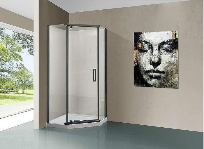 Душевой уголок Vincea Stresa 100х100 VSP-1S100CLGM профиль Вороненая сталь стекло прозрачное