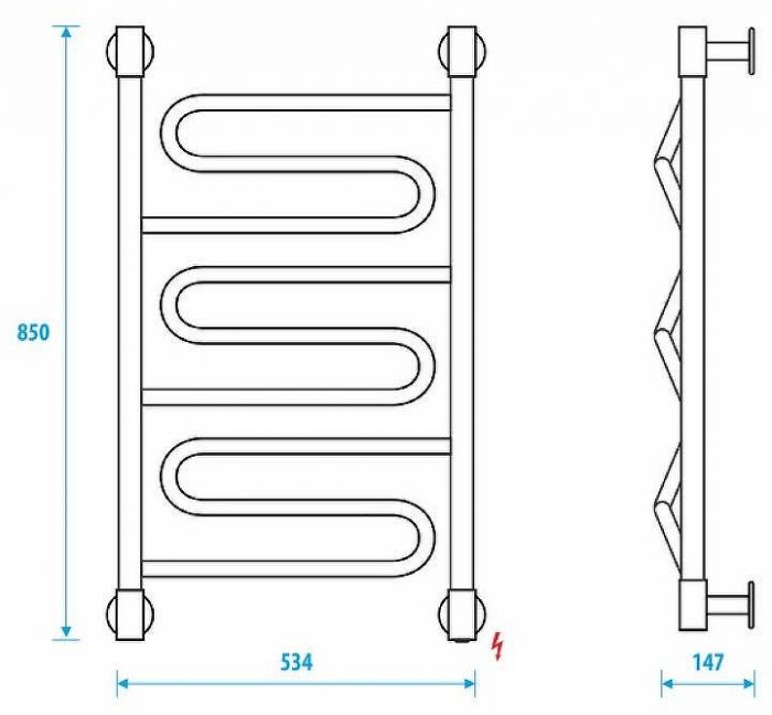 Электрический полотенцесушитель Energy Bravo 2 850x500 EETRBRAVO2855000000 Хром
