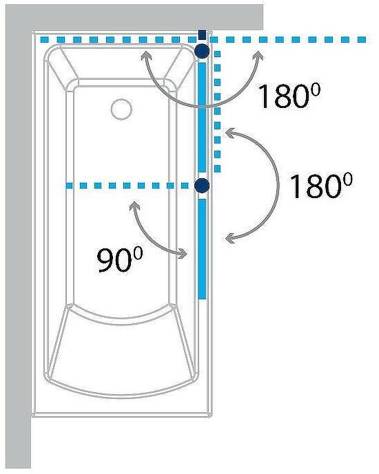 Шторка на ванну Koller Pool Waterfall Line 115 QP95 R профиль Хром стекло прозрачное