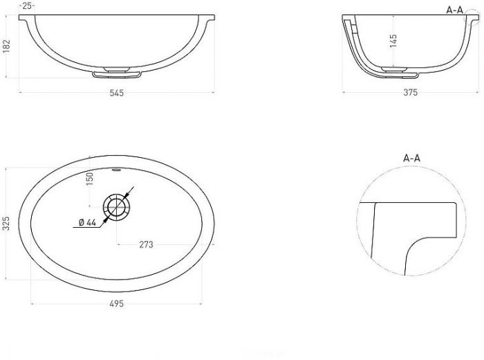 Раковина Salini Marea 12 55 1101209M Белая матовая